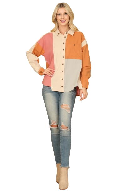 Rose Tan Color Block Long Sleeve - Pack of 6