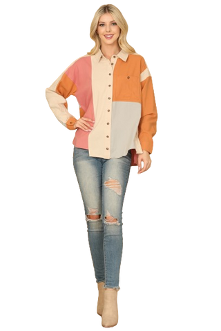 Salmon Ruffle Turtle Neck Long Bell Sleeve Solid Top - Pack of 6