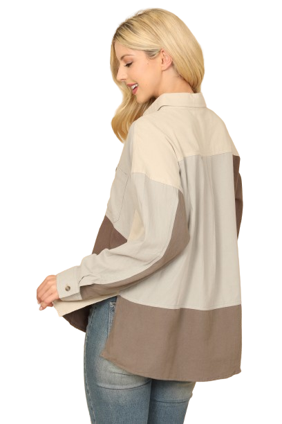 Grey Tan Color Block Long Sleeve - Pack of 6