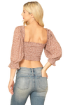 Blush Brown Puff Sleeve Shirring Crop Top - Pack of 5