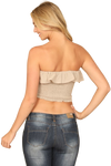 Natural Ruffle Off Shoulder Smocked Crop Top - Pack of 5