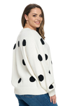 Ivory Black Plus Size Polka Dots Sweater - Pack of 6