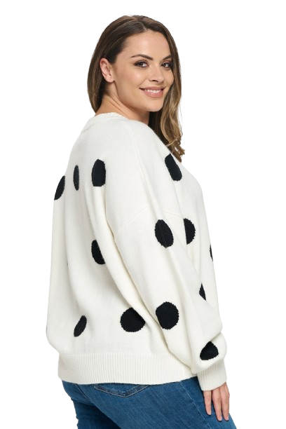 Ivory Black Plus Size Polka Dots Sweater - Pack of 6