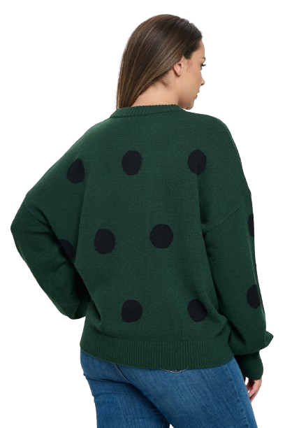 Green Black Plus Size Polka Dots Sweater - Pack of 6