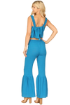 Turquoise Ruffle Strap Flowy Crop Top & Flounce Pants Set - Pack of 5