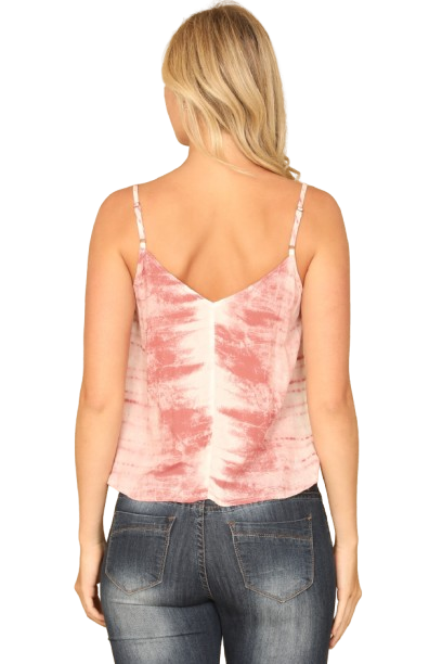 Mauve Tie Dye Spaghetti Strap Button Detail Top - Pack of 5