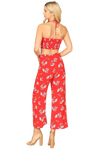 Red White Spaghetti Strap Floral Crop Top and Pants Set - Pack of 5