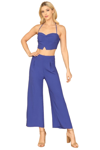 Royal Spaghetti Strap Floral Crop Top and Pants Set - Pack of 5