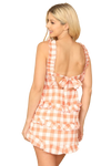 Orange Plaid Checkered Smocked Ruffle Strap Layered Hem Mini Dress - Pack of 5