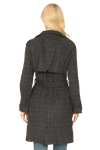 Black Seamless Plaid Waist Tie Wrap Coat Jacket - Pack of 6