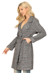 White Black Seamless Plaid Waist Tie Wrap Coat Jacket - Pack of 6