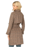 Brown Seamless Plaid Waist Tie Wrap Coat Jacket - Pack of 6