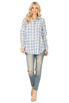 Blue Seamless Plaid Long Sleeve Button Down Top - Pack of 6