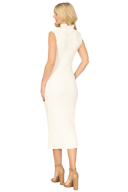 White High Neck Knitted Eyelet Sleeveless Dress - Pack of 6