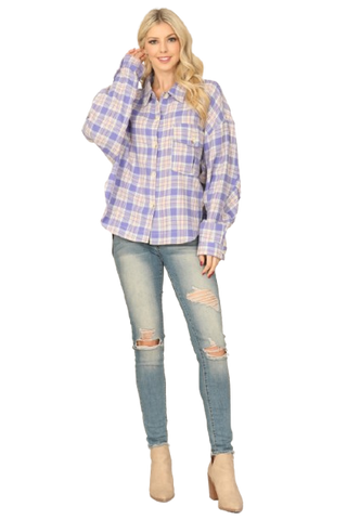 Lavender Button Down Long Sleeve Top - Pack of 6