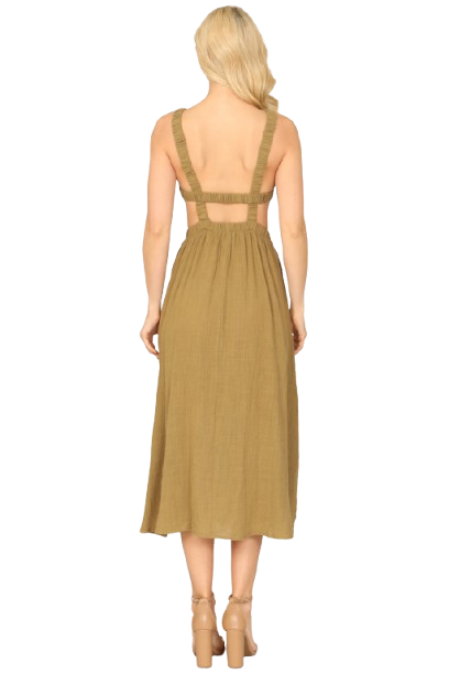 Olive Strappy Backless Side Cut Out Dress - Pack of 5