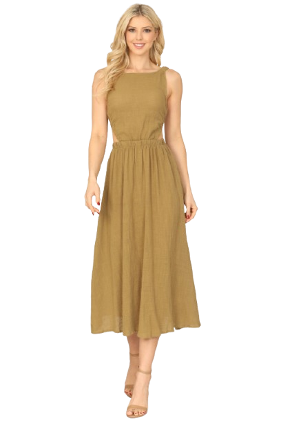 Olive Strappy Backless Side Cut Out Dress - Pack of 5