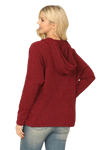 Burgundy V Neck Long Sleeve Hoodie Knitted Top - Pack of 6