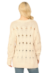 Cream Long Sleeve Hole Detail Knitted Top - Pack of 6