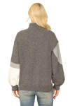 Grey White High Neck Long Puff Sleeve Knitted Pattern Top - Pack of 6