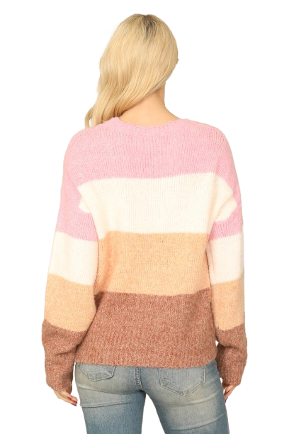 Pink Multi Long Sleeve Color Block Knitted Top - Pack of 6