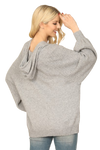 Heather Grey Long Puff Sleeve Knitted Detail Hoodie Top - Pack of 6