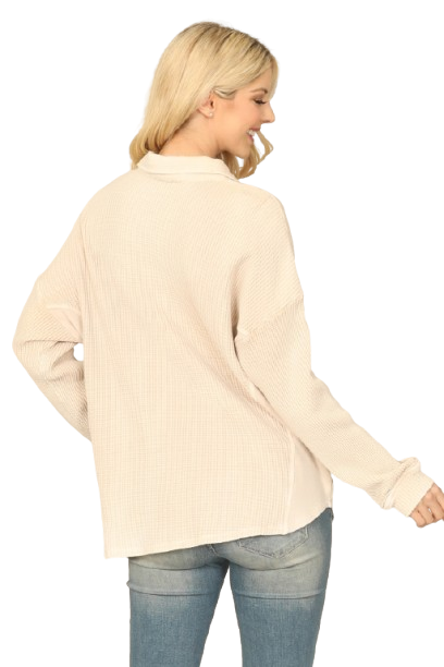 Taupe Knitted Collared Button Down Jacket - Pack of 6