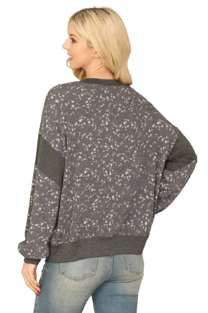 Charcoal Taupe Printed Long Sleeve Top - Pack of 6