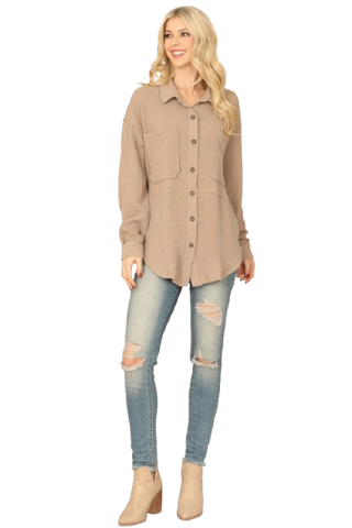 Puff Sleeve Mock Neck Top Olive - Pack of 7