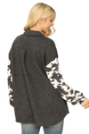 Charcoal Animal Contrast Long Sleeve Front Pocket Top - Pack of 6