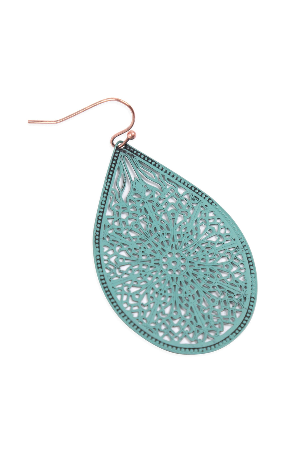 Filigree Teardrop Hook Earrings Turquoise - Pack of 6