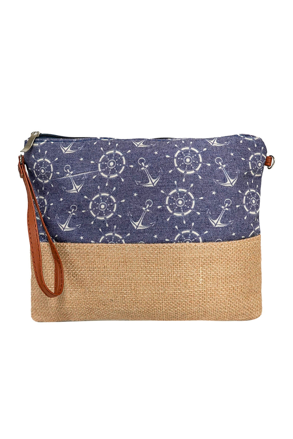 Anchor Print Wristlet Pouch Navy - Pack of 6