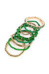 Dark Green Multicolor Stretch Bracelet - Pack of 6