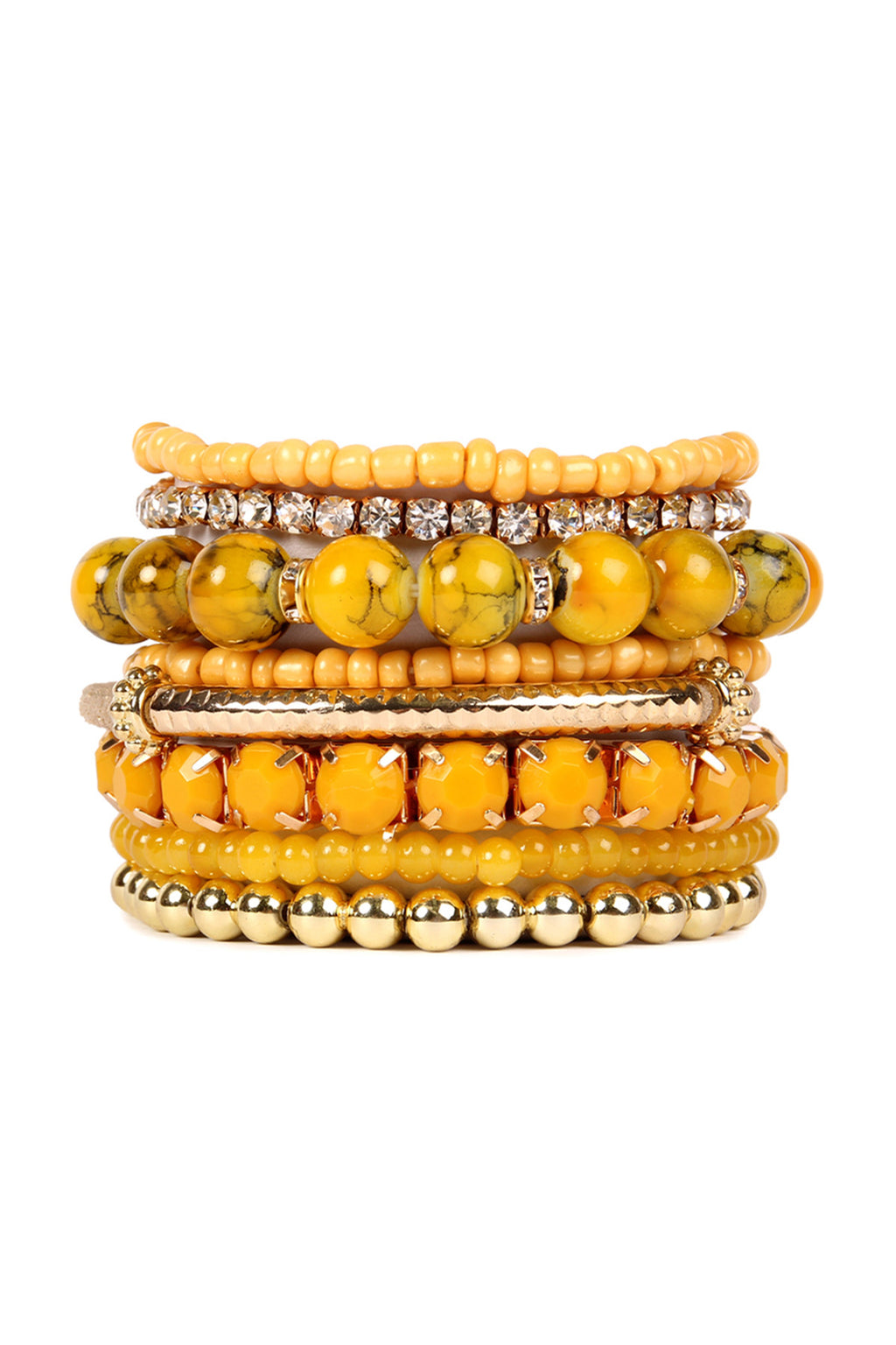 Mustard Multicolor Stretch Bracelet - Pack of 6