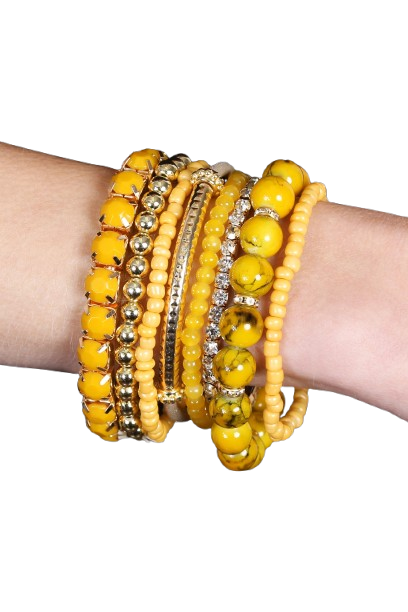 Mustard Multicolor Stretch Bracelet - Pack of 6