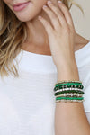 Green Classic Multibeaded Bracelet Set  - Pack of 6