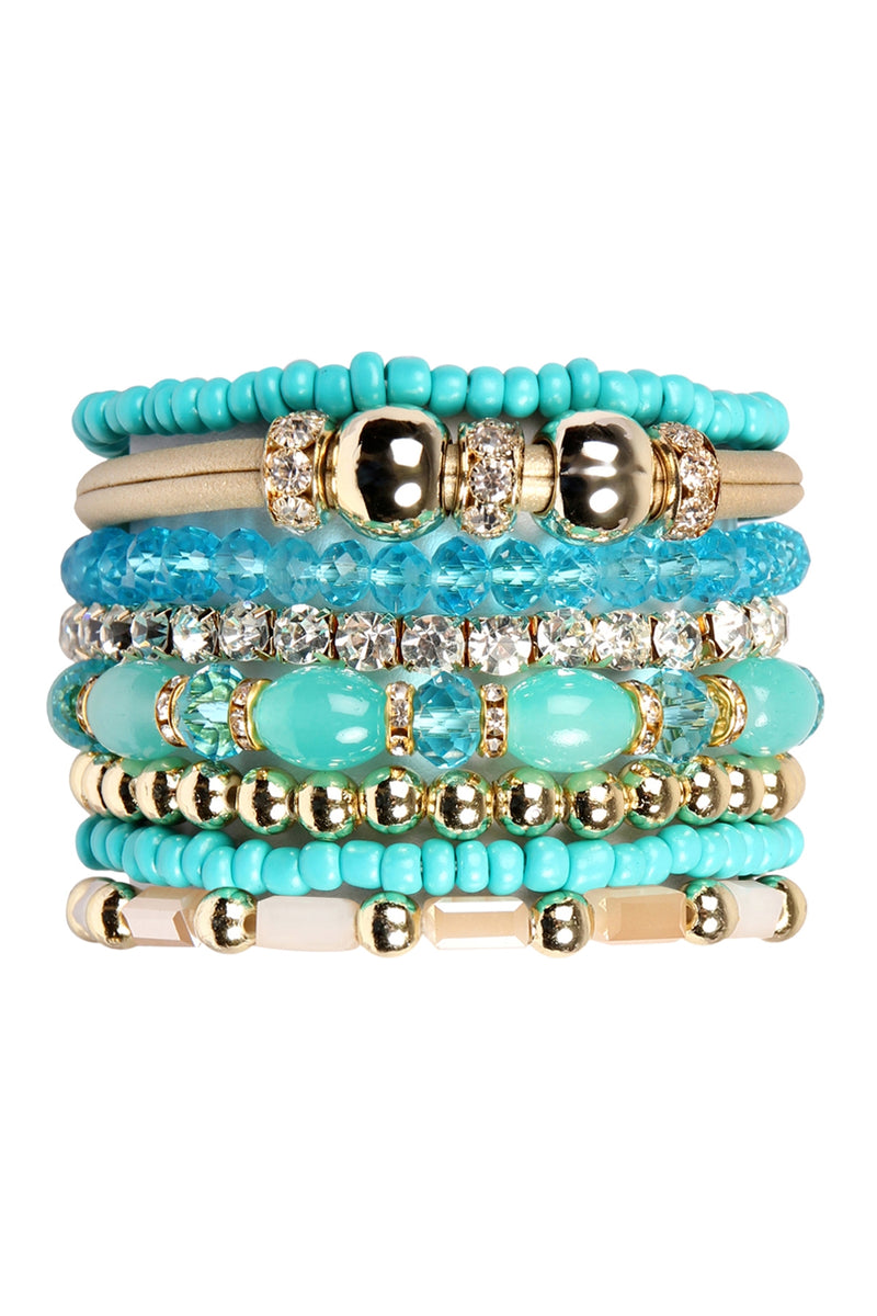 Classic Multibeaded Bracelet Set Turquoise - Pack of 6