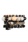 Gray Multi Bead Stackable Bracelet - Pack of 6