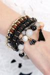 Black Charm Stack Bracelet - Pack of 6