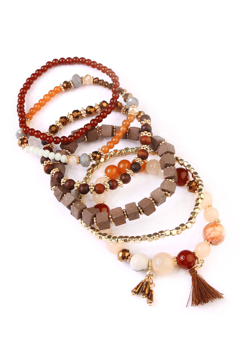 Brown Charm Stack Bracelet - Pack of 6