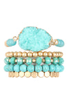 Turquoise Druzy Charm Mixed Bracelet Set - Pack of 6