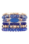 Rondelle, Rhinestone Beads Stackable Bracelet Set Mustard - Pack of 6