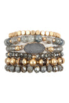 Gray Multi Bead Stackable Bracelet - Pack of 6