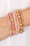 Pink Multi Line Druzy Stone Charm Bracelet - Pack of 6