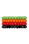 (Halloween) Style 3 Four Line Rondelle Beads Stretch Bracelet - Pack of 6