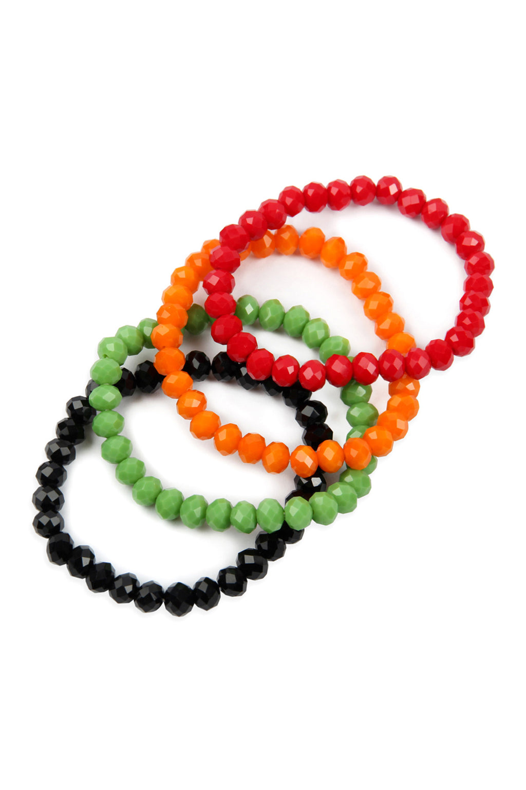 (Halloween) Style 3 Four Line Rondelle Beads Stretch Bracelet - Pack of 6