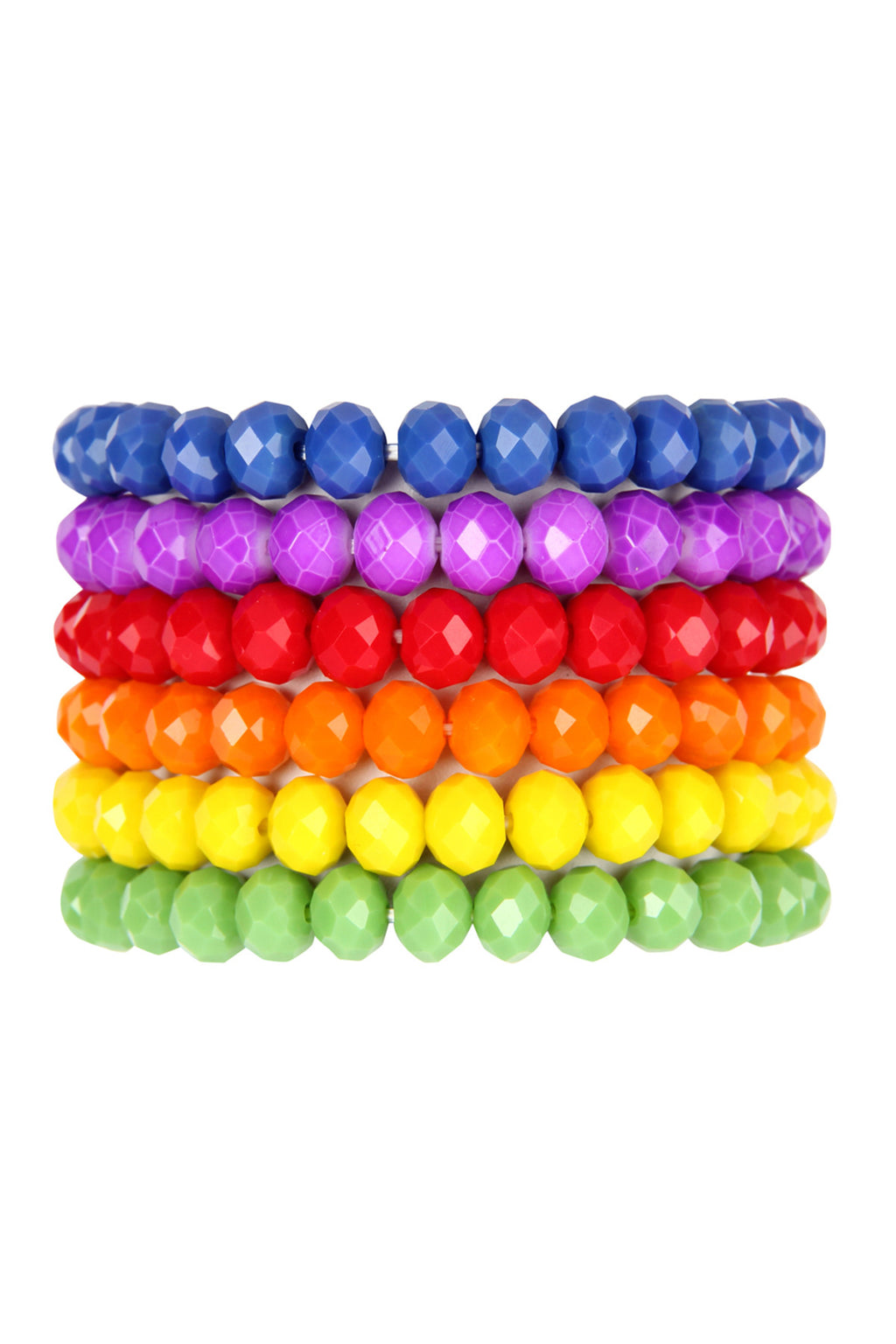 Six Multicolor Stretch Glass Beads Bracelet Set - Pack of 6