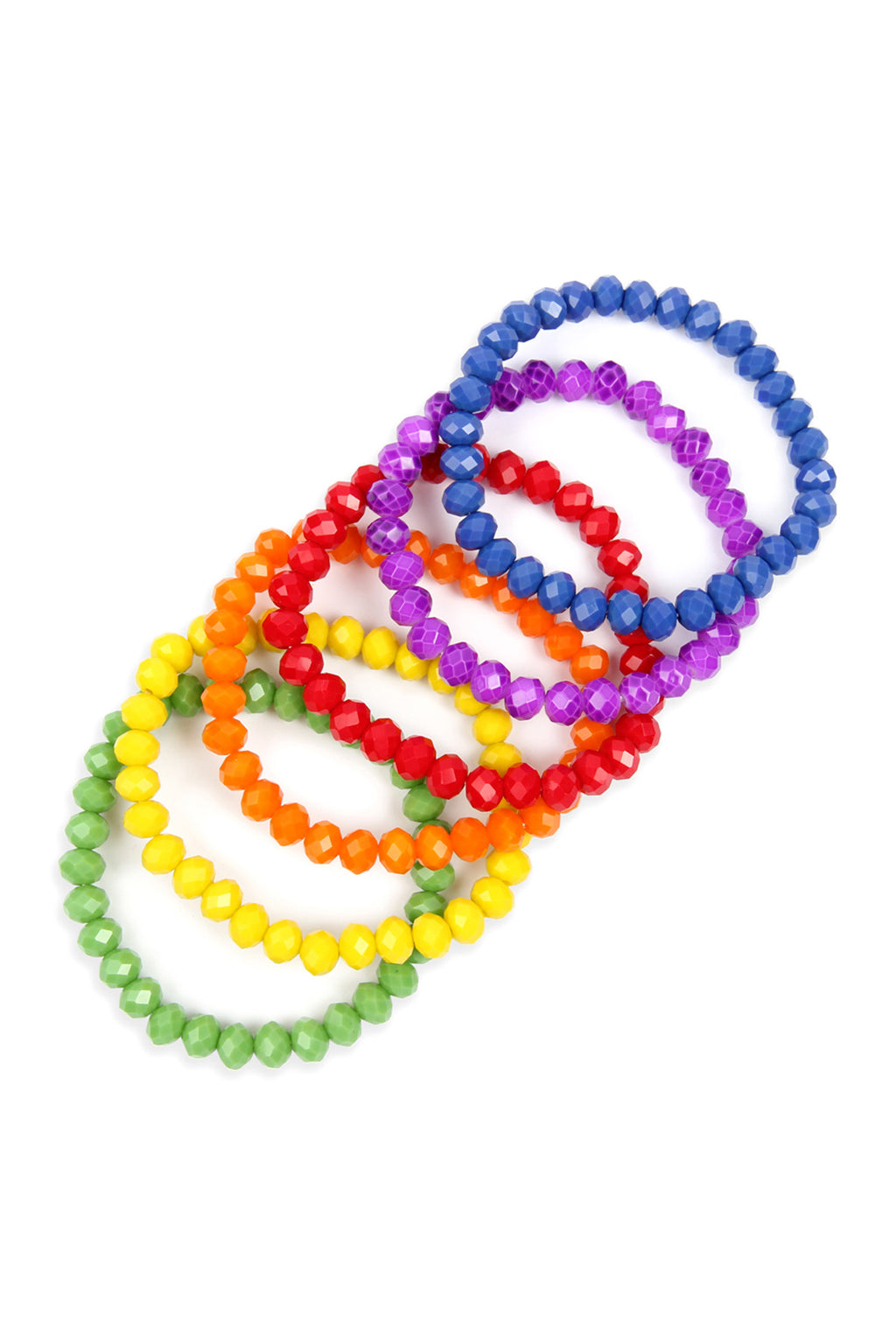 Six Multicolor Stretch Glass Beads Bracelet Set - Pack of 6