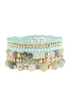 Amazonite Natural Stone Mixed Beads Charm Bracelet - Pack of 6