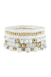 Rondelle, Rhinestone Beads Stackable Bracelet Set Mustard - Pack of 6